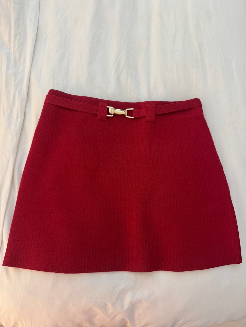 Zara Red Sleeveless Knit Crop Top & Belted Skirt Set - Picture 4 of 8